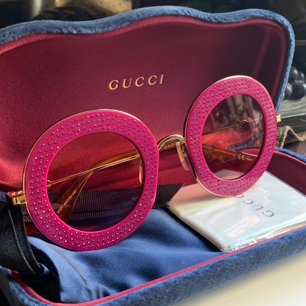 SOLD⛔️Authentic GUCCI 44 Round Crystals acetate/metal sunglasses - Picture 13 of 16